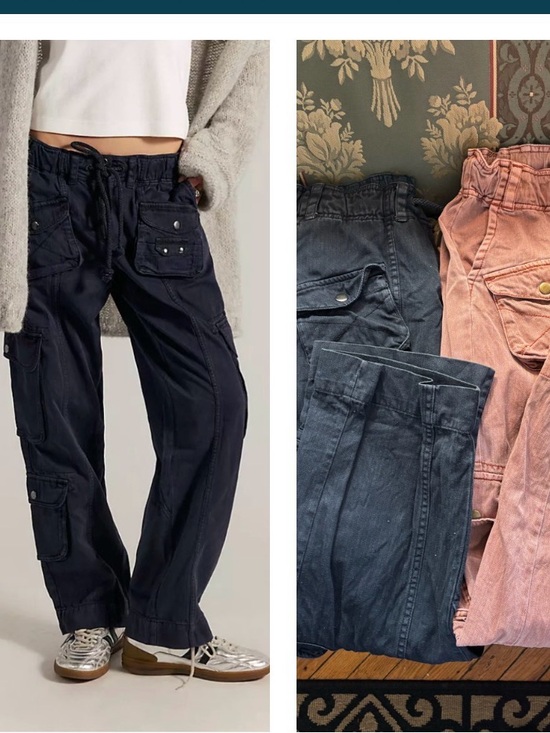 Free People Pants - FREE PEOPLE Tahiti Cargo Pocket Utility Pants - Black and Dusty Rose